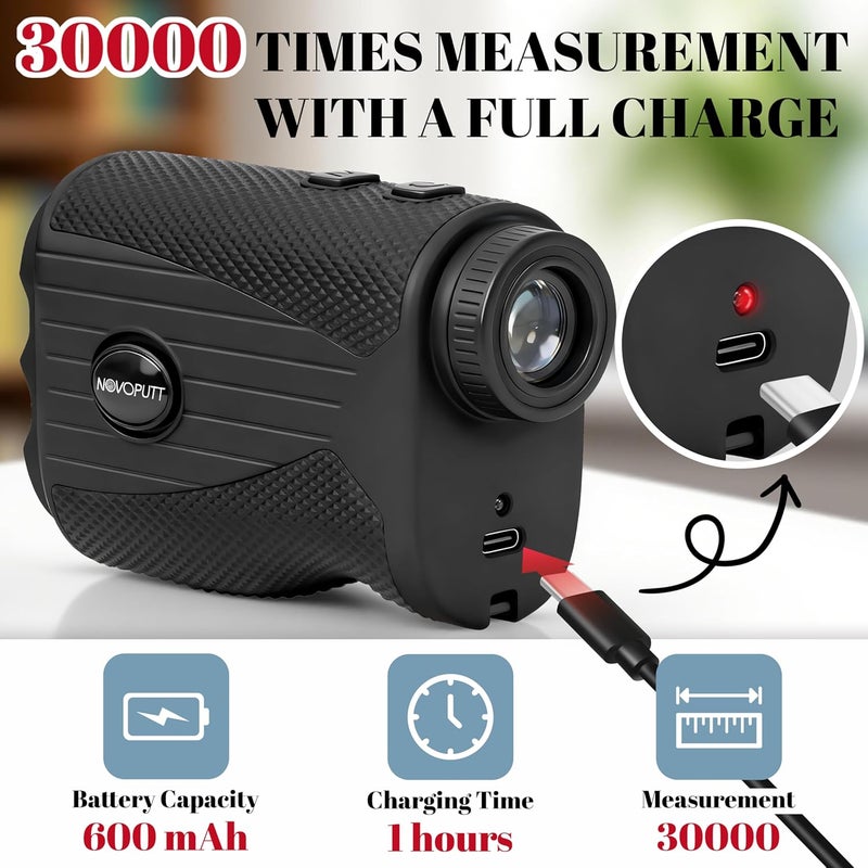 NOVOPUTT Golf Range Finder with Slope -1200 Yards Laser Rangefinder for Golf & Hunting,7X Magnification,Flag Locking Vibration,USB-C Rechargeable & Magnet Stripe,Best Golf Accessories Gift with Hard Shell Case - Image 5